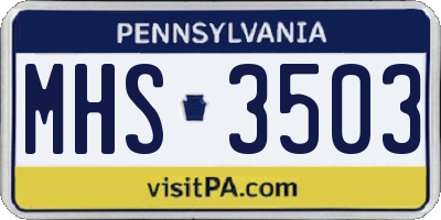PA license plate MHS3503