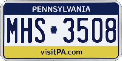 PA license plate MHS3508