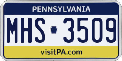 PA license plate MHS3509