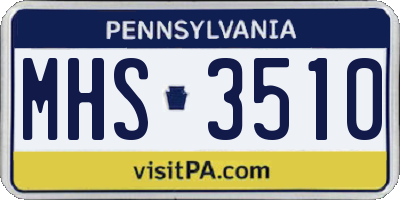 PA license plate MHS3510