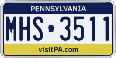 PA license plate MHS3511