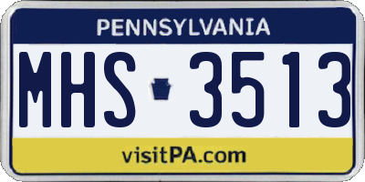 PA license plate MHS3513
