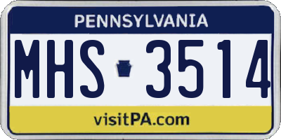 PA license plate MHS3514