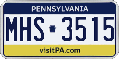 PA license plate MHS3515