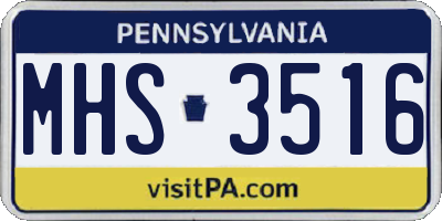 PA license plate MHS3516