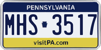 PA license plate MHS3517