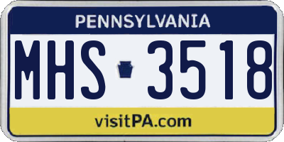 PA license plate MHS3518