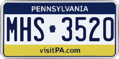 PA license plate MHS3520
