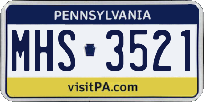 PA license plate MHS3521
