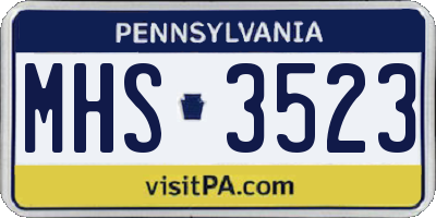 PA license plate MHS3523