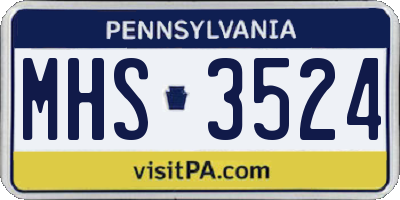 PA license plate MHS3524