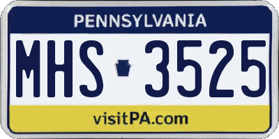 PA license plate MHS3525