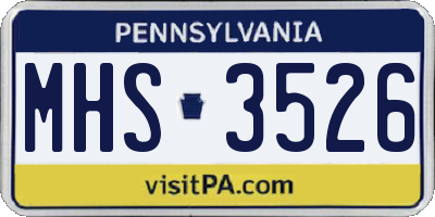 PA license plate MHS3526