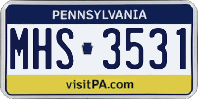 PA license plate MHS3531