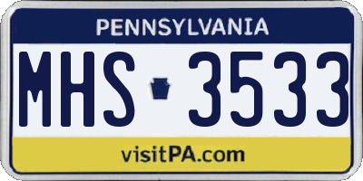 PA license plate MHS3533