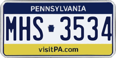 PA license plate MHS3534