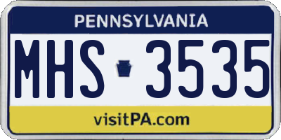 PA license plate MHS3535