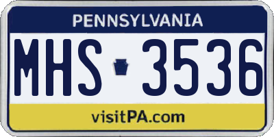 PA license plate MHS3536