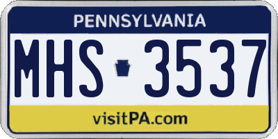 PA license plate MHS3537
