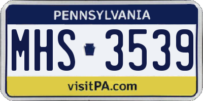 PA license plate MHS3539