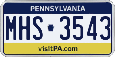 PA license plate MHS3543