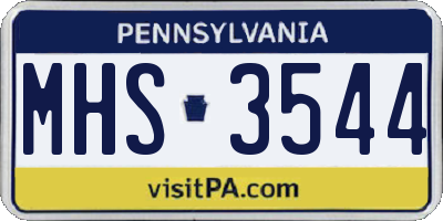 PA license plate MHS3544
