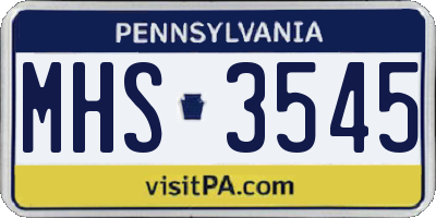 PA license plate MHS3545