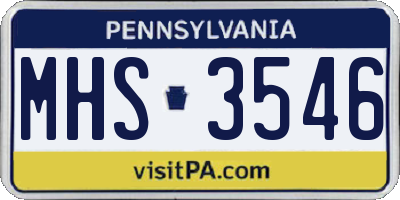 PA license plate MHS3546
