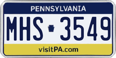 PA license plate MHS3549