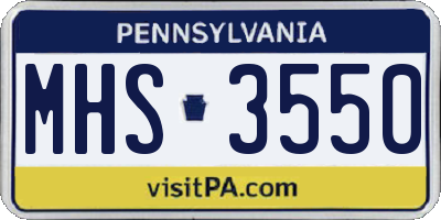 PA license plate MHS3550