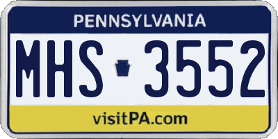 PA license plate MHS3552