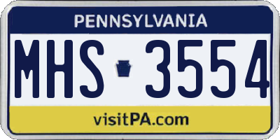 PA license plate MHS3554