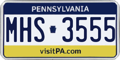 PA license plate MHS3555