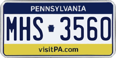 PA license plate MHS3560