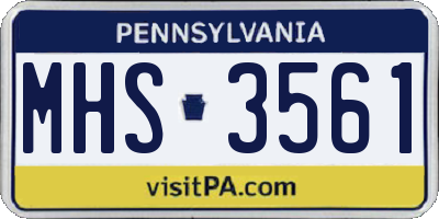 PA license plate MHS3561