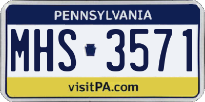 PA license plate MHS3571