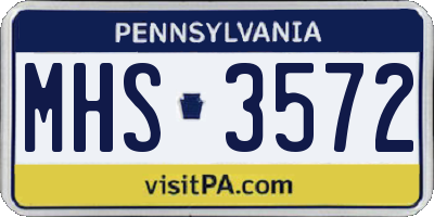 PA license plate MHS3572