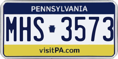 PA license plate MHS3573