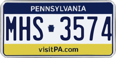 PA license plate MHS3574