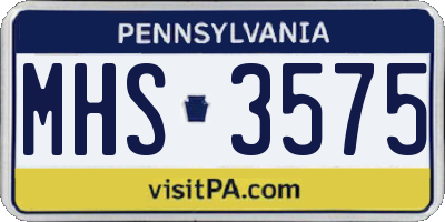 PA license plate MHS3575