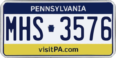 PA license plate MHS3576