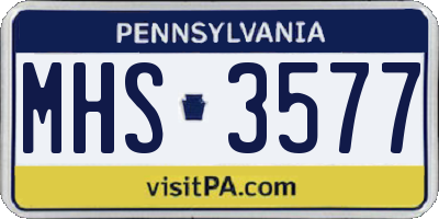 PA license plate MHS3577