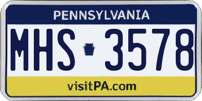 PA license plate MHS3578