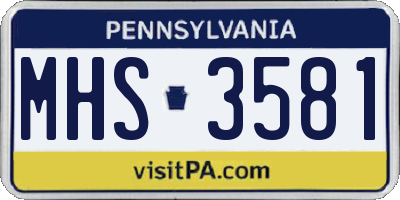 PA license plate MHS3581