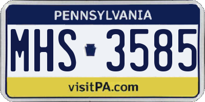 PA license plate MHS3585