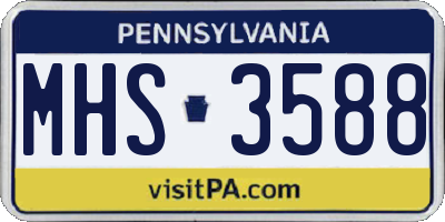 PA license plate MHS3588