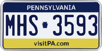 PA license plate MHS3593