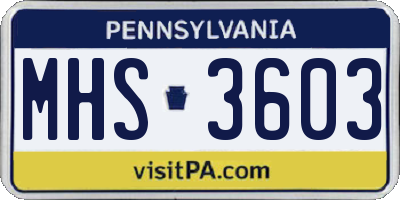 PA license plate MHS3603