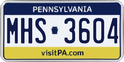 PA license plate MHS3604