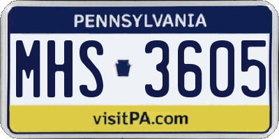 PA license plate MHS3605